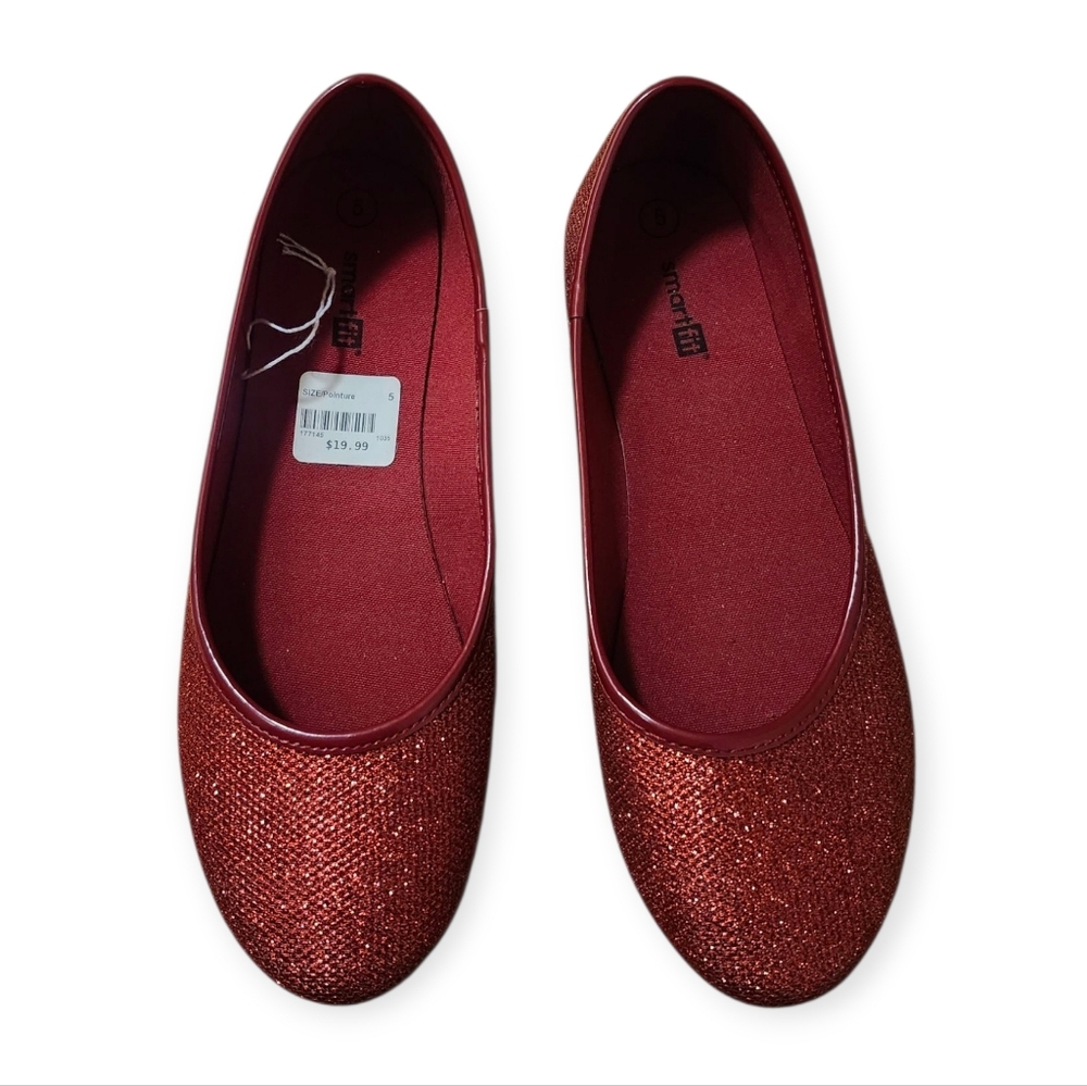 Red Glitter Ballet Flats
